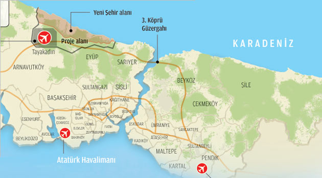 خريطة مطار اسطنبول الثالث